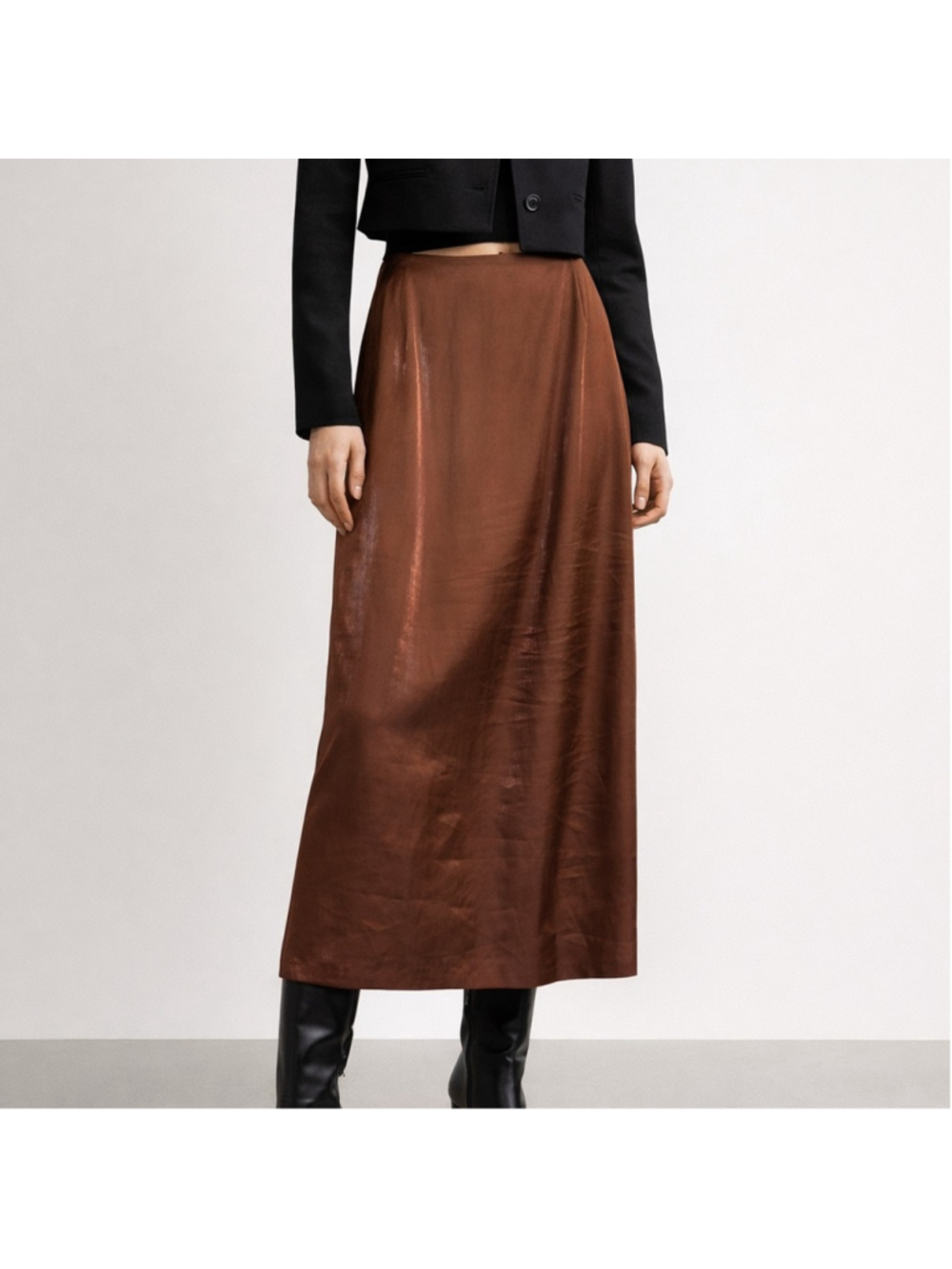 ICHI Metallic Brown Midi Skirt (IHRAIA SK)